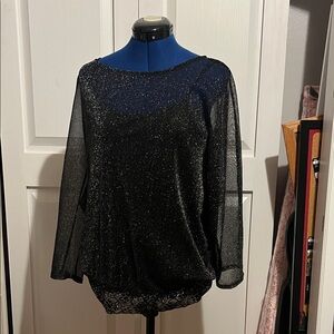 Maurices Black Shimmer Sheer Blouse